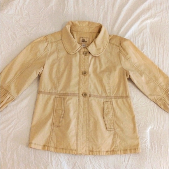 Caslon Spring Jacket BEIGE 3/4 Puff Sleeves Lightweight Nordstroms Jrs. Large - Picture 1 of 13